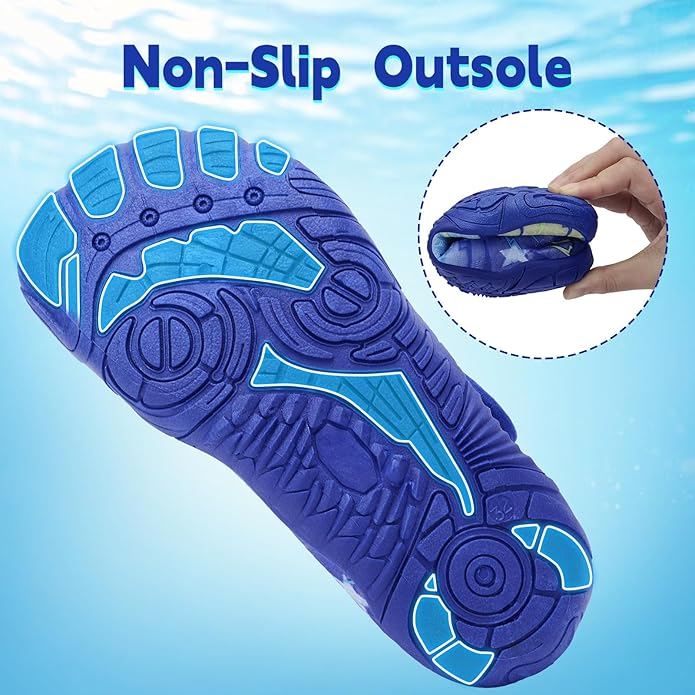 Kids Water Shoes Boys Girls - Wide Toe Box Quick Dry Barefoot Shoes Breathable Non Slip Aqua Athletic Sneakers for Swim Beach Pool Kayak Hiking Sand Walking Travel Essentials (Little Kid/Big Kid)