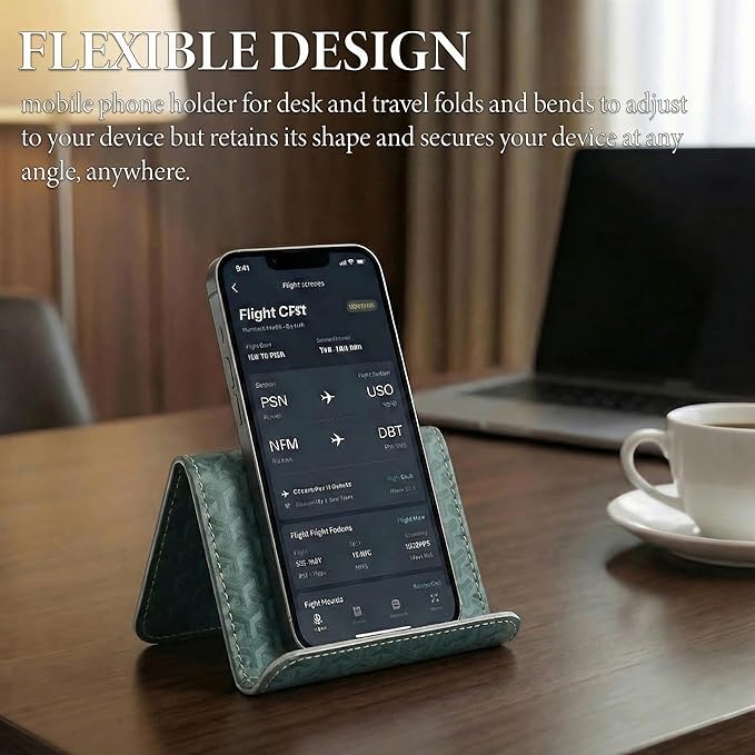 QIELIZI Airplane Travel Essentials for Flying Flex Flap Cell Phone Holder & Flexible Tablet Stand for Desk, Bed, Treadmill, Home & in-Flight Airplane Travel Accessories(1-Triangle Green)