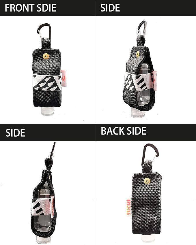 Travel Size Hand Sanitizer Holder,Bottle Case and Carabiner Carrier bag-Portable Mini Waist Bag for Liquids Clip On Backpack and Purse - Not Include Empty 60ml/ 2 oz bottle. (2 Pack) Oliver And Black