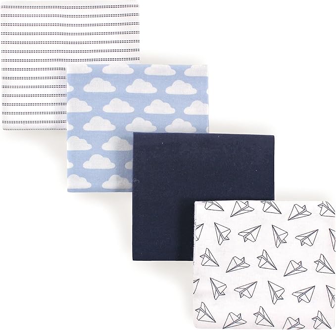 Hudson Baby Unisex Baby Cotton Flannel Receiving Blankets, Paper Airplane, One Size