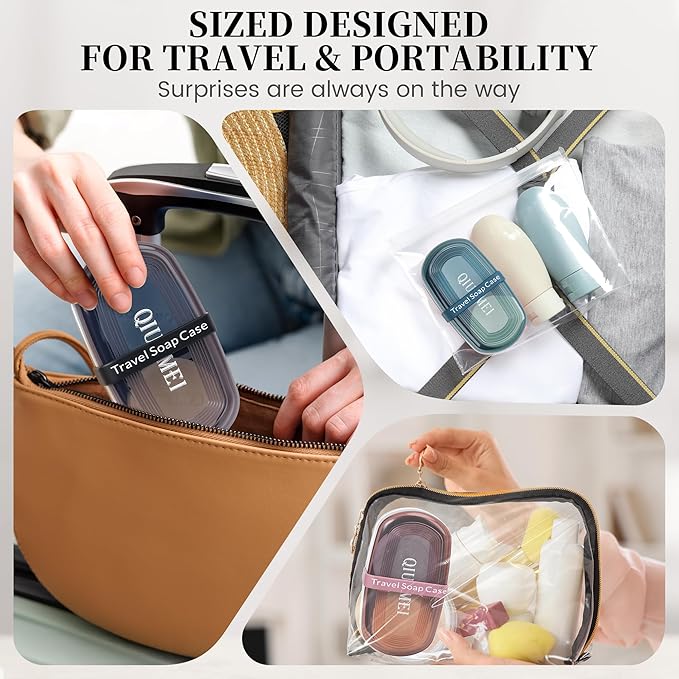 Shampoo Bar Holder Travel Case | Leakproof Soap Container with Lid & Drain Tray | Includes Silicone Strap and Soap Bag | Compatible with Kitsch Solid Shampoo and Conditioner Bars (White, Large)