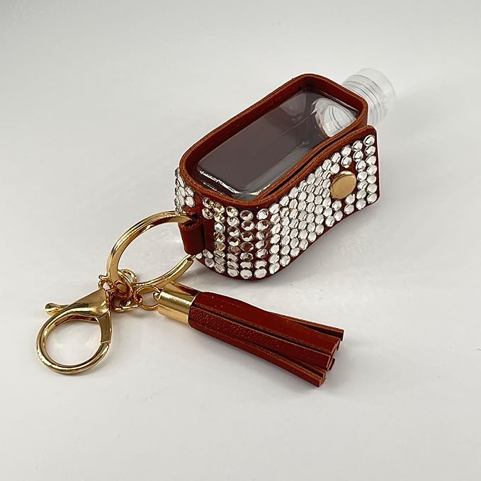 2 Pcs 1oz Bling Travel Bottle Case with Keychain, Travel Bottles for Alcohol, Hand Soap, Refillable Containers Portable