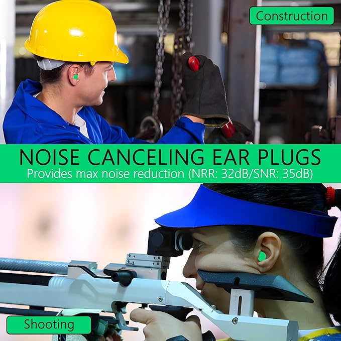 Quality Foam Earplugs 200 Pair - 32dB Noise Cancelling Soft High Decibel Ear Plugs for Noise Reduction Ear Protection Concerts Loud Music