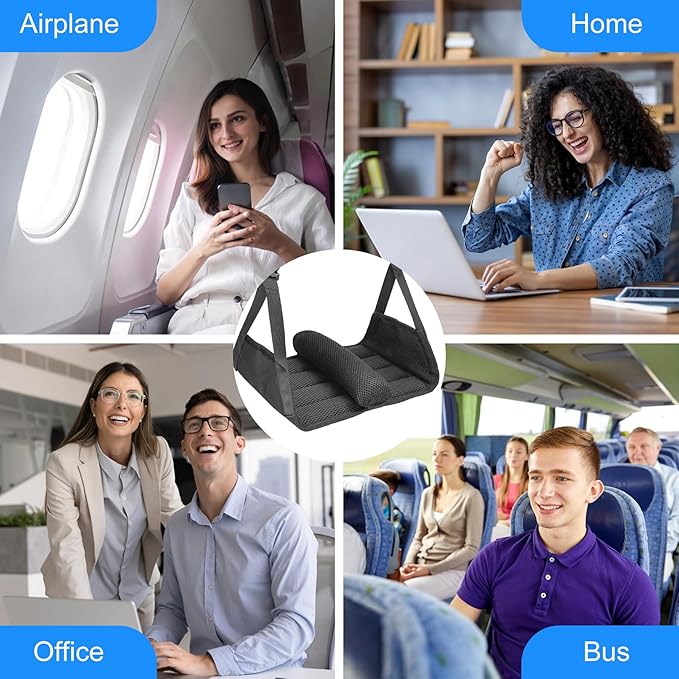 No Collapse Airplane Foot Hammock, Foldable Bamboo Base Foot Hammock for Plane Travel with Interval Sponge, Portable Desk Foot Hammock, Airplane Travel Essentials