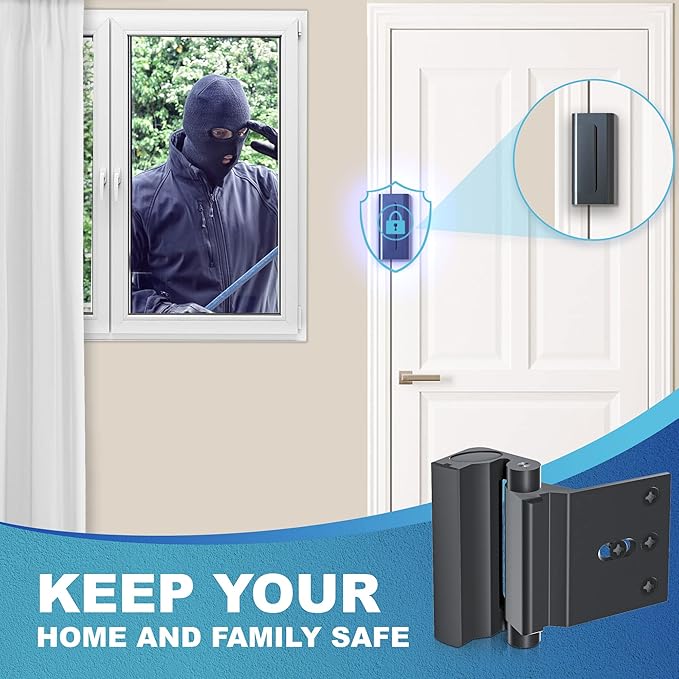 Door Reinforcement Lock Withstands 800lbs of Force - Black Extra Proof Door Lock for Kids Safety Drilling Required, Prevents Unauthorized Entry,Add a Door Security Lock for Home Safety & Privacy