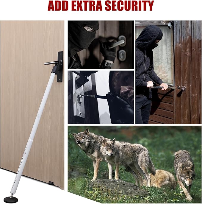 Door Security Bar – 600LB Heavy Duty Anti-Slip Door Stopper Jammer Stick,Adjustable 24.5–50.7'' Lock Blocker for Home,Apartment&Travel,Portable for Hinged Front & Sliding Patio Doors