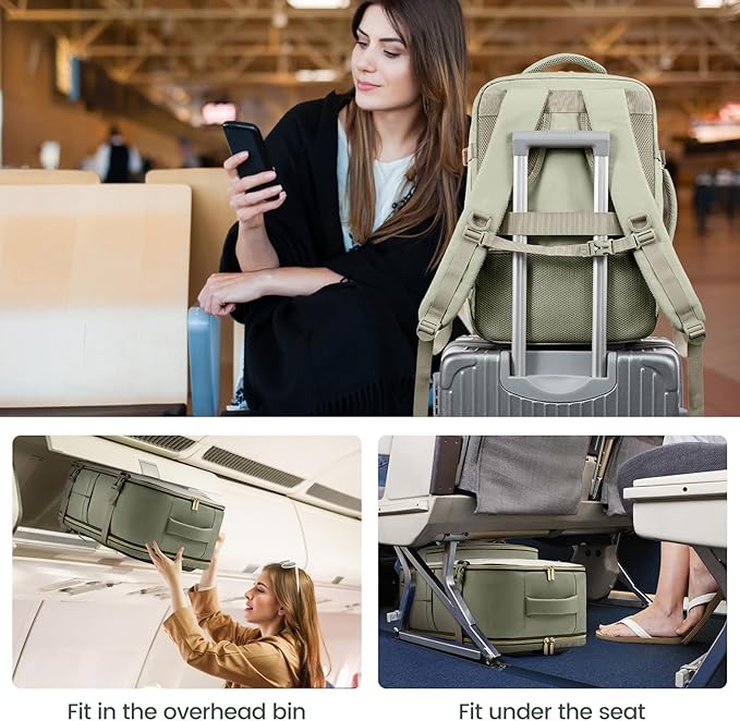 LOVEVOOK Travel Backpack For Women,40L Carry On Backpack Flight Approved,TSA Personal Item Travel Bag Fits 17 Inch Laptop,Business Weekender Overnight Daypack with Back Pad and Chest Buckle,Cubes