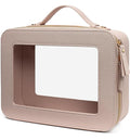 LETGO Clear Makeup Bag Organizer, Travel Toiletry Bag Cosmetic Case for Women, Portable Make Up Skincare Pouch Car Organizer Bag with Zippers for Essentials(Large-Nude)
