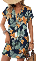 WIHOLL Summer Dresses for Women with Sleeves Midi Dress Button Down Beach Vacation Casual Dresses Fashion Clothing
