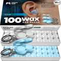 Peace&Quiet | PQ 100 Wax Ear Plugs for Sleeping - Silicone Wax Earplugs for Sleeping and Swimming, Gel Ear Plugs for Noise Cancelling, Sleeping Earplugs, Sound Blocking 32 Db (100 Pillows), White Blue