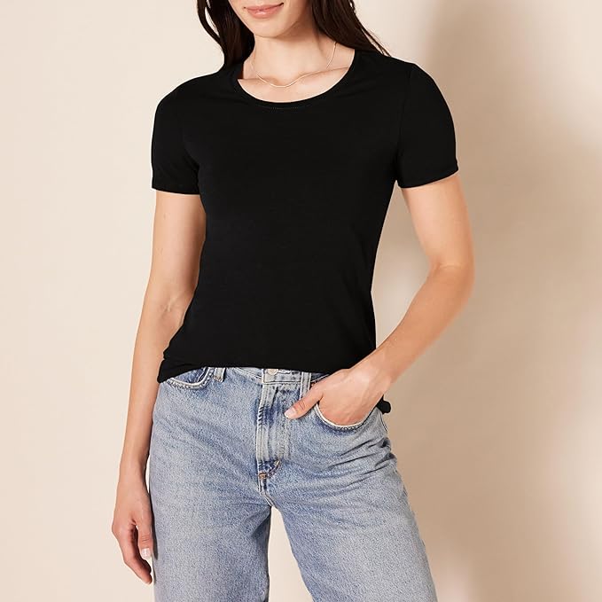 Amazon Essentials Women's Regular-Fit Short-Sleeve T-Shirt (Crewneck and V-Neck Options), Multipacks