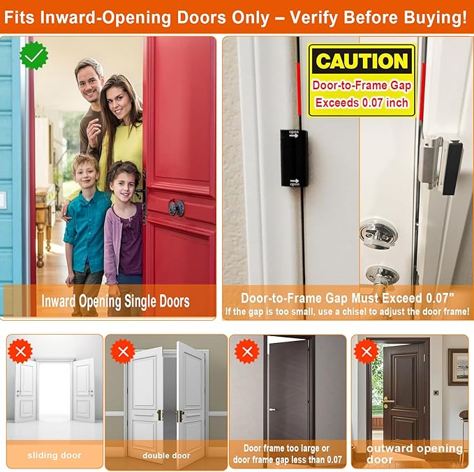 Home Security Door Reinforcement Lock, Upgraded Front Door Locks for Kids Safety Withstand 800 lbs, Child Proof Door Lock, Extra Door Lock from Inside Prevent Unauthorized Entry (2 Pack, Silver)