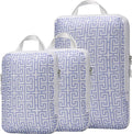 Compression Packing Cubes Organizer Bags for Suitcase & Backpack, Packing Cubes for Travel, Lightweight Luggage Organizers, Travel Cubes for Packing, Vacation Essentials - 3pc Set - Light Blue Boho