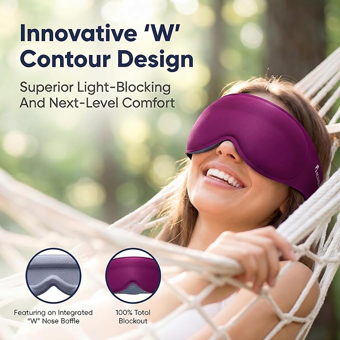 Weighted Sleep Mask 100% Blackout: 3D Contoured Eye Mask for Night Shift Nurses - Full Coverage Eye Cover with Soft Fabric for Daytime Nap, Bedroom and Break Room Use, Recovery and Relaxation