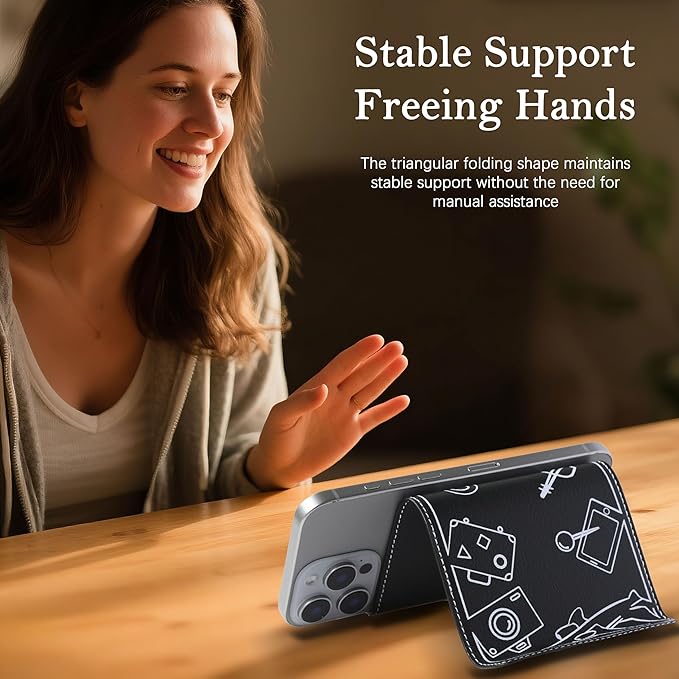 Adjustable Angle Phone Stand Tablet Holder, Sturdy Universal for All Smartphones - Foldable Portable for Desk, Travel, Home, Kitchen, Bed, Treadmill, Airplane, Black