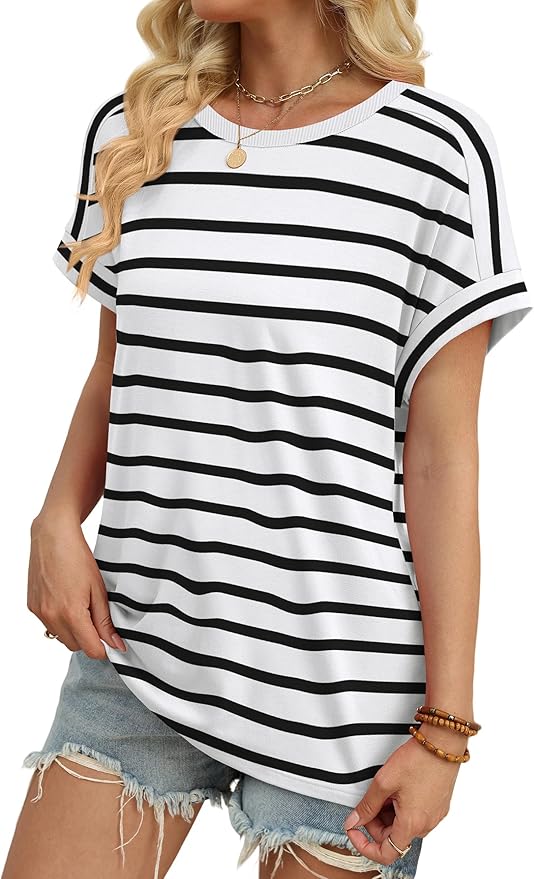 WIHOLL Womens Tops Short Sleeve Shirts Summer Outfits 2026 Spring Dressy Casual Clothes Clothing
