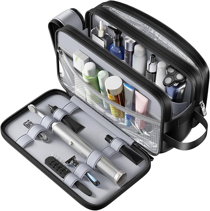 Toiletry Bag for Men, Water-Resistant Mens Toiletry Travel Bag & Tactical Shower Bag, Toiletries Travel Bag Storage for Grooming Accessories, Toiletry Bags for Travel Gym Dorm