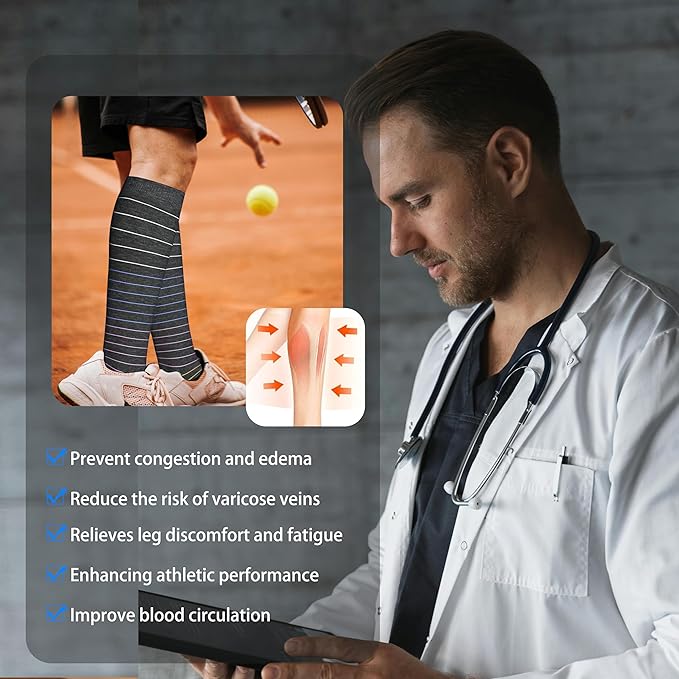 LEVSOX Cotton Compression Socks for Women&Men 20-30mmHg Knee High Cute Support Sock for Nurses Pregnancy Travel
