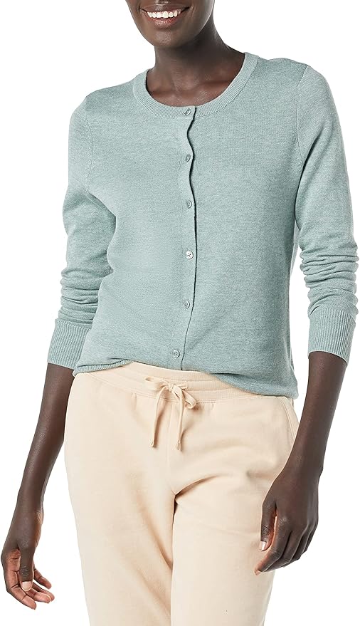 Amazon Essentials Women's Lightweight Crewneck Cardigan Sweater (Available in Plus Size)