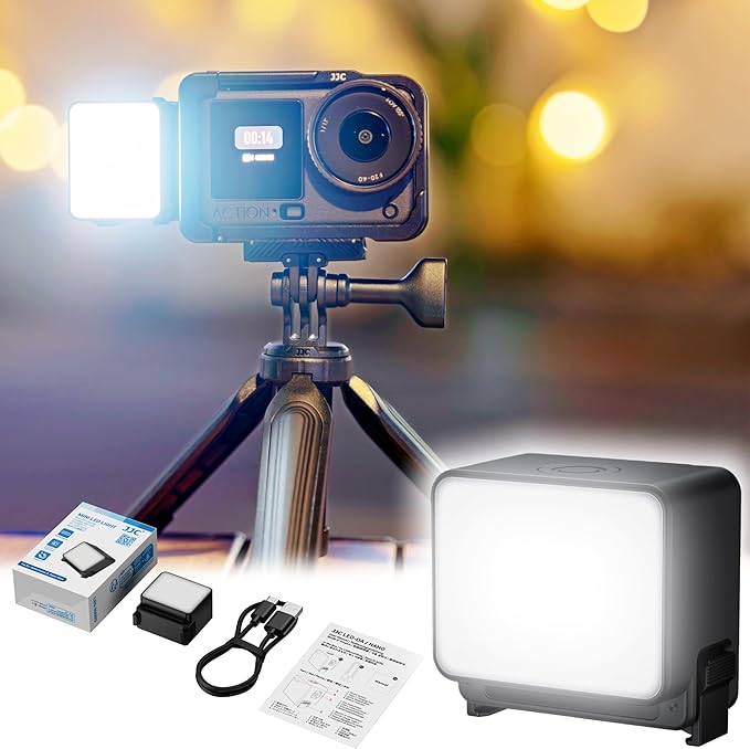 JJC Action 6 LED Light Magnetic Auxiliary Fill Light for DJI Osmo Nano & Action 6 Accessories, Rechargeable IPX5 Waterproof Mini Video Light, Action6 Accessories for Selfie Vlog Recording Lightweight