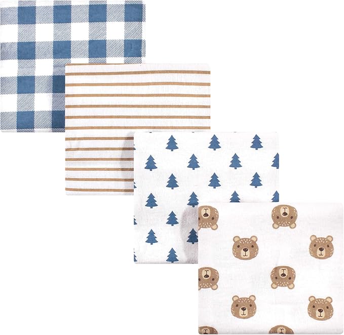 Hudson Baby Unisex Baby Cotton Flannel Receiving Blankets, Little Bear, One Size
