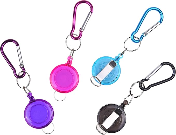 Kare & Kind Clear Portable Travel Bottles - 4x Empty Containers, 4x Carabiner/Retractable Lanyard, 1x Sticker Label Sheets - up to 50 ML -For Hand Sanitizers, Rubbing Alcohol, Liquids, Toiletries