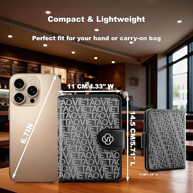 Passport Holder for Travel, RFID Blocking Leather Airtag Wallet for Women Men, Large Passport Cover Essentials Gift, Tickets, Cash, Photo, Sim Card Pen Slot, Black