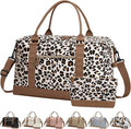 ELONGRIVER Travel Duffle Bag for Women, Weekender Bags, Hospital Bag for Labor Delivery, Lightweight Tote Duffel Overnight Bag with Luggage Sleeve, Airplane Travel Bags with Toiletry Bag,Large,Leopard