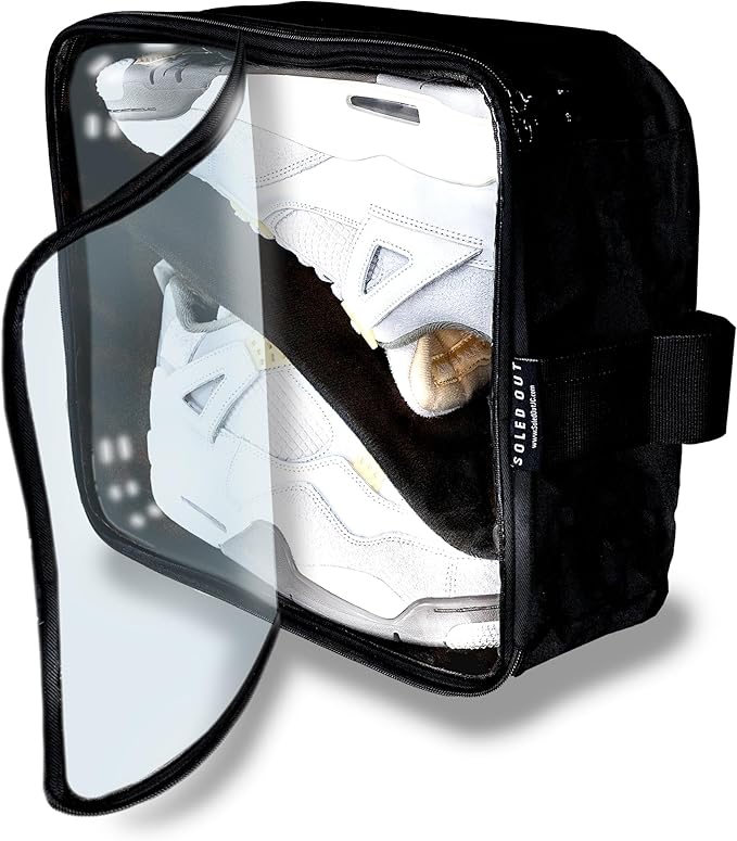 SoleGuardian XXL Sneaker Travel Case – U.S. Brand – Clear Waterproof Lid, Adjustable Dividers – Soft Bag Organizer for up to 4 Pairs of Casual, Athletic, Golf & Sports Shoes, Gift for Men & Women (1)