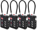 TSA Approved Luggage Lock with Alert Indicator, 3-Digit Resettable Combination, Durable Zinc Alloy Travel Lock for Suitcase, Backpack, Toolbox, Locker, All-Propose, keyless – Black (4 Pack)