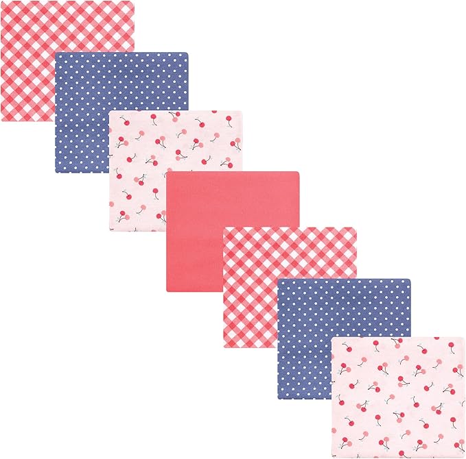 Hudson Baby Unisex Baby Cotton Flannel Receiving Blankets Bundle, Cherry Sweet, One Size