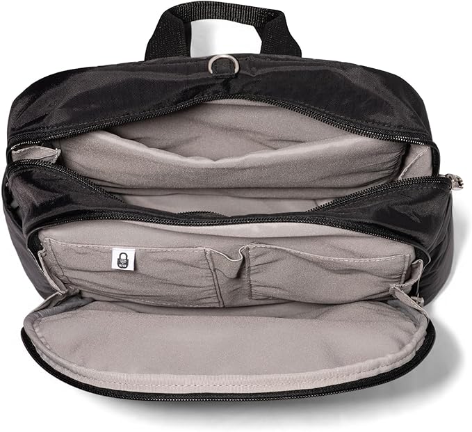 Securtex Anti-Theft Getaway Backpack - 9.4"x13"x5" Travel Safe Bag w/Locking Zippers, Slash-Resistant, RFID