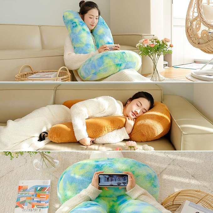 FHSGGP Travel Pillow Car Travel Sleep Support Pillow 2-in-1 Lap Pillow and Car Pillow with Neck and Body Support for Adults and Kids on Long Trips Kids Travel Pillow Colorful Purple