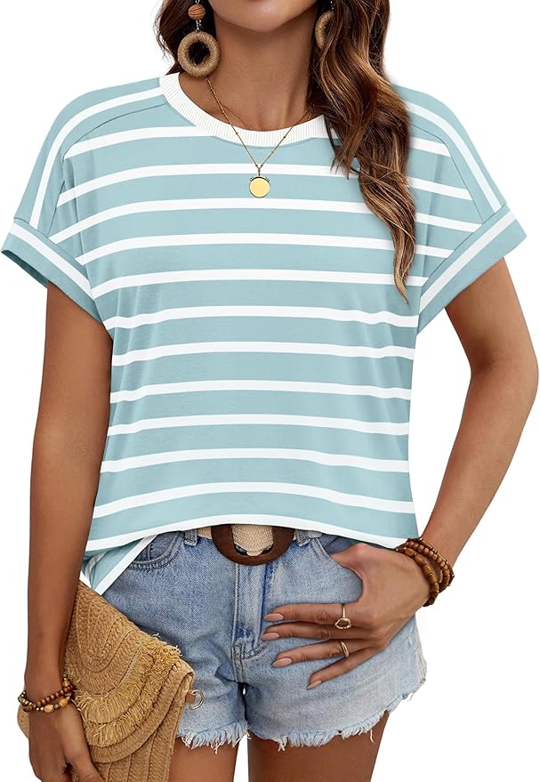 WIHOLL Womens Tops Short Sleeve Shirts Summer Outfits 2026 Spring Dressy Casual Clothes Clothing