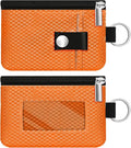 Minimalist RFID Blocking Small Wallet with ID Window,WaterResistant Zip Id Case Wallet with Lanyard Keychain for Cards,Cash,Travel,Women,Men (Orange)