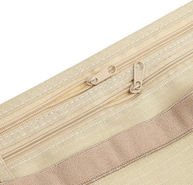 Upgraded Money Belt for Travelling Security Money Pouch for Cash Cards Keys & Passport Quality ronMade Khaki, approx 13x26cm/5x10in