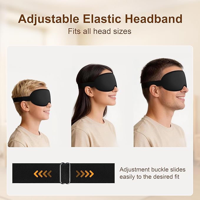 Gritin 100% Blackout Sleep Eye Mask for Side Sleeper Men Women, Zero Eye Pressure 3D Contoured Sleeping Mask with Adjustable Strap, Ergonomic Design Night Blindfold, Ultra Soft Comfortable for Travel