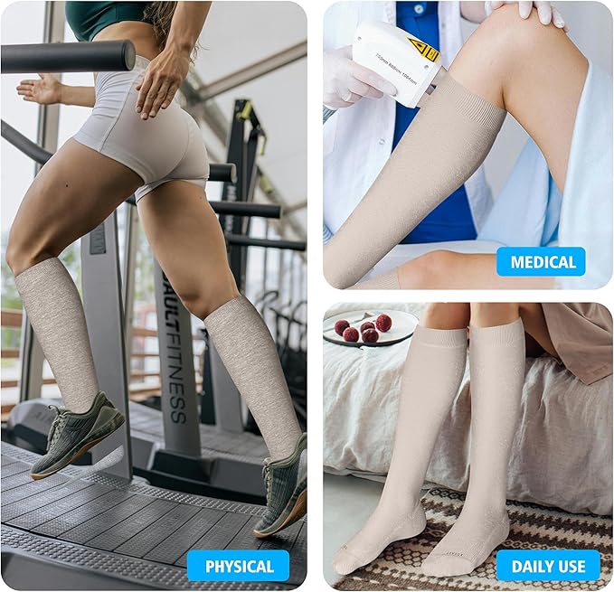 LEVSOX Cotton Compression Socks for Women&Men 20-30mmHg Knee High Cute Support Sock for Nurses Pregnancy Travel