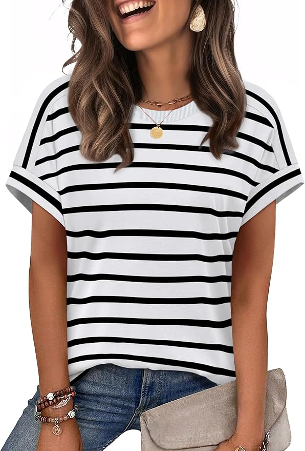 WIHOLL Womens Tops Short Sleeve Shirts Summer Outfits 2026 Spring Dressy Casual Clothes Clothing