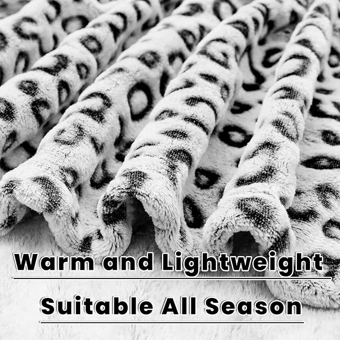Cheetah Print Blanket for Couch Bed, Soft Cozy Plush Fuzzy Fleece Black Leopard Print Throw Blanket for Women Men, Birthday Gifts for Women Men, Lightweight Gray Home Room Decor All Seasons 50x60