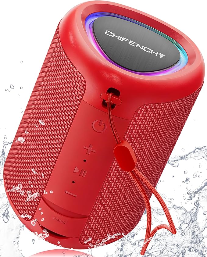 Portable Bluetooth Speaker Beach Essentials: Powerful Crystal Clear Sound/Dynamic Light/IPX5 Waterproof/All Day Playtime/Wireless BT 5.3/TWS Paring, Mom Gifts, Outdoor|Travel|Camping|Pool Accessories