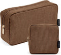 MAGEFY Small Makeup Bag for Purse Mini Cosmetics Bag Corduroy Cute Cosmetic Pouch for Women with Slip-in Pockets