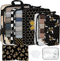 7 Pcs Compression Packing Cubes for Travel, Waterproof Suitcase Luggage Backpack Organizer with Toiletry Bag Travel Essentials for Women/Men-Bees