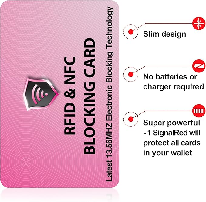SaiTech IT 10 Pack RFID Blocking Card, Protect Your Entire Wallet, Purse, and Cards from NFC Contactless Theft Wallet for Men & Women - Pink