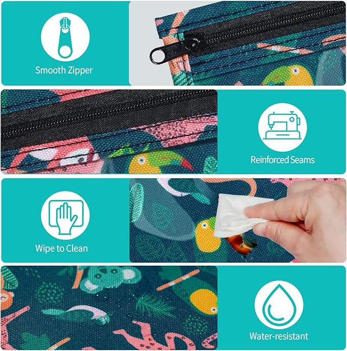 HIONXMGA TSA Approved Toiletry Bag, Set of 3 Clear Travel Toiletry Bag Quart Size Zipper Travel Pouch, Waterproof Makeup Cosmetic Bag for Women Men Kids Toiletries Carry on, Jungle Large