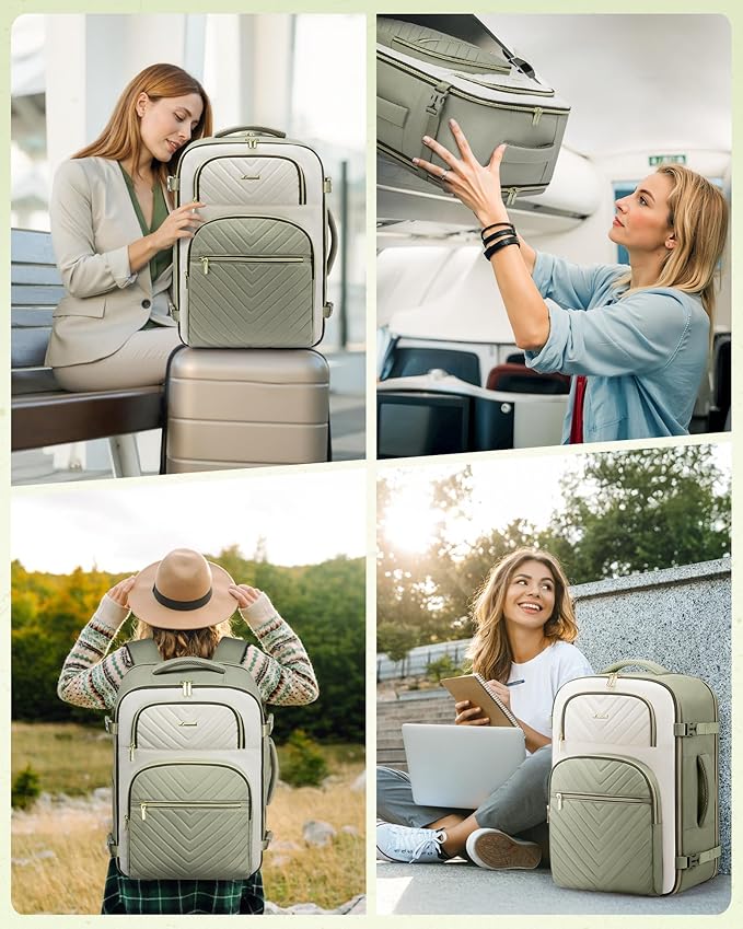 LOVEVOOK Travel Backpack Carry on Flight Approved 50L,Waterproof TSA Travel Essentials Personal Item Backpack for Women Men,Large Carry on Luggage Suitcase Travel Bag for Airplane with 3 Packing Cubes