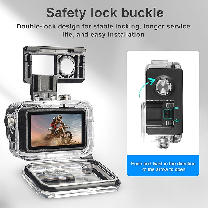 FitStill 60M/196FT Diving Kit for DJI osmo Action 5 pro/4/3, Waterproof Housing + Buoyancy Handle + Diving Filter for Underwater Shooting DJI Action 5pro/4/3 Protective Accessories