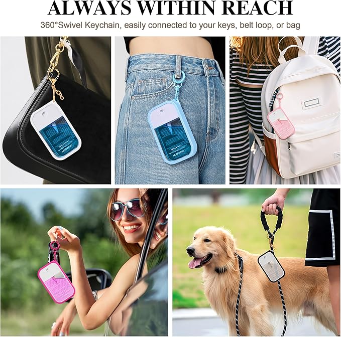 Silicone Case Compatible with Touchland Hand Sanitizer Spray (Fit for 1 FL OZ/30 mL), Protective Case with Keychain