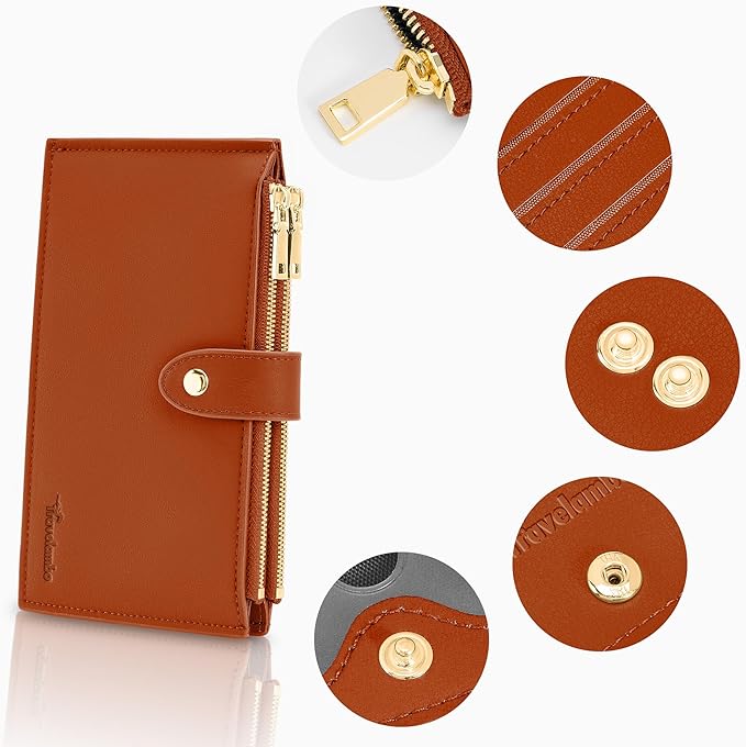 Travelambo Leather Wallets for Women Slim RFID Blocking Bifold Credit Card Holder Wallet