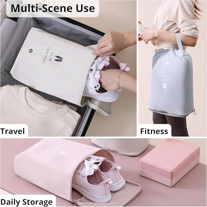 tianzong Shoe Bags for Travel, Waterproof Shoe Storage Organizer with Zipper for Men and Women (1 Pack, Grey)